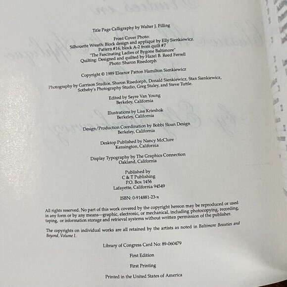 Baltimore Beauties & Beyond Vol 1 Book Classic Quilt Applique Sienkiewicz - Picture 10 of 11